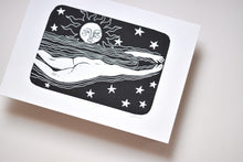 Load image into Gallery viewer, phillippa walter nude wild swimming linocut print art