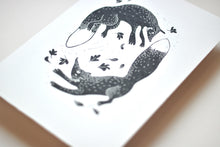 Load image into Gallery viewer, Foxes in the autumn leaves