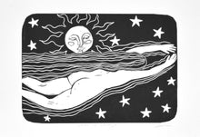 Load image into Gallery viewer, phillippa walter nude wild swimming linocut print art 
